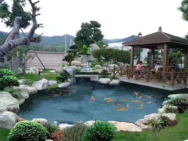 湖南庭院鱼池假山设计