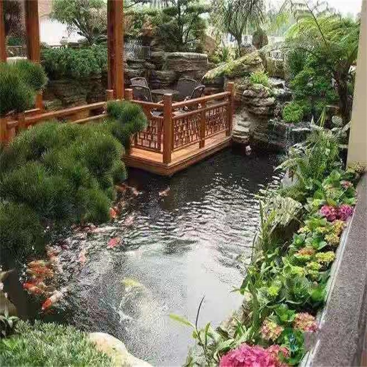 湖南庭院设计鱼池假山建造图